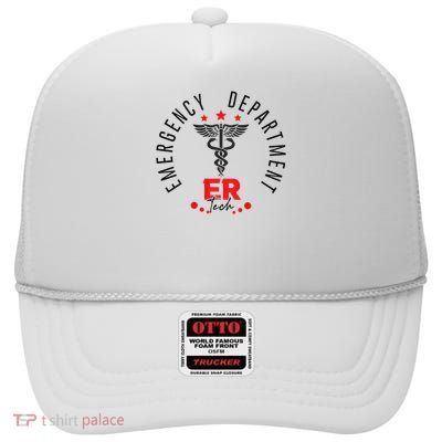 Emergency Department Emergency Room Tech Er Tech Back Of High Crown Mesh Back Trucker Hat