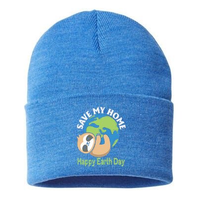 Earth Day Environtalists Cute Sloth Nature Lover Gift Sustainable Knit Beanie