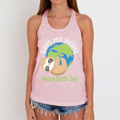 Earth Day Environtalists Cute Sloth Nature Lover Gift Women's Knotted Racerback Tank