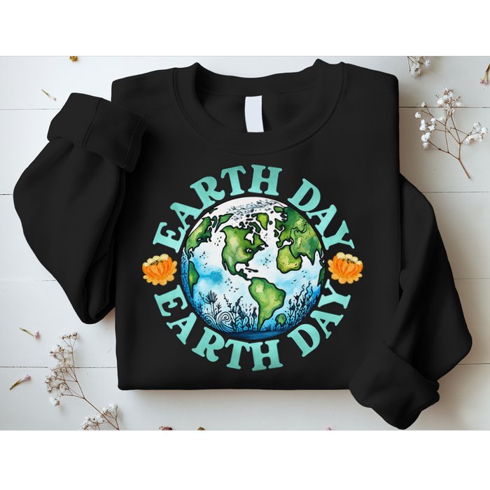 Earth Day Every Day Rainbow Globe Save The Planet Sweatshirt