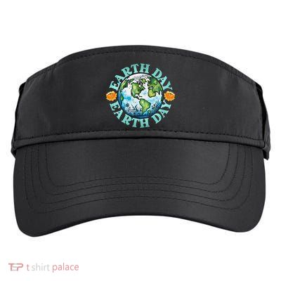 Earth Day Every Day Rainbow Globe Save The Planet Adult Drive Performance Visor