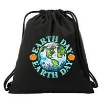 Earth Day Every Day Rainbow Globe Save The Planet Drawstring Bag