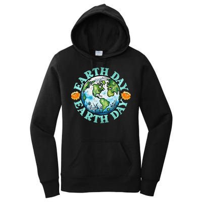 Earth Day Every Day Rainbow Globe Save The Planet Women's Pullover Hoodie