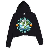 Earth Day Every Day Rainbow Globe Save The Planet Crop Fleece Hoodie