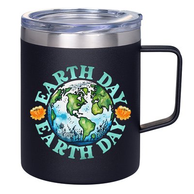 Earth Day Every Day Rainbow Globe Save The Planet 12oz Stainless Steel Coffee Mug