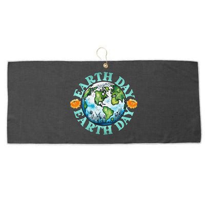 Earth Day Every Day Rainbow Globe Save The Planet Large Microfiber Waffle Golf Towel