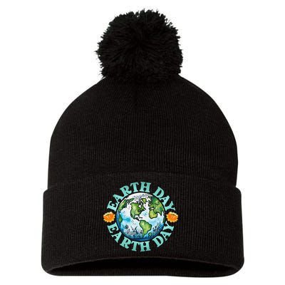 Earth Day Every Day Rainbow Globe Save The Planet Pom Pom 12in Knit Beanie