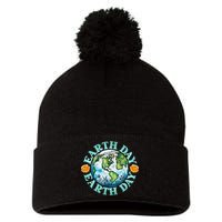Earth Day Every Day Rainbow Globe Save The Planet Pom Pom 12in Knit Beanie