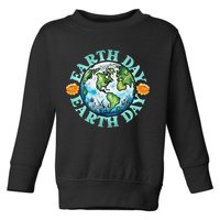 Earth Day Every Day Rainbow Globe Save The Planet Toddler Sweatshirt