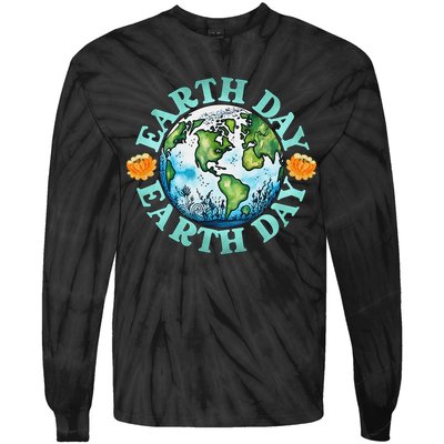 Earth Day Every Day Rainbow Globe Save The Planet Tie-Dye Long Sleeve Shirt