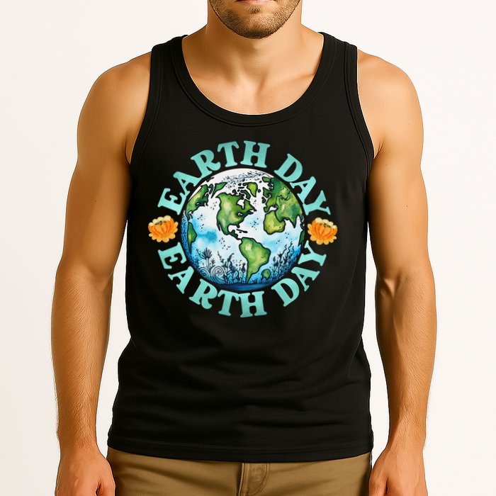 Earth Day Every Day Rainbow Globe Save The Planet Tank Top