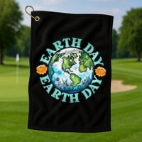 Earth Day Every Day Rainbow Globe Save The Planet Golf Towel