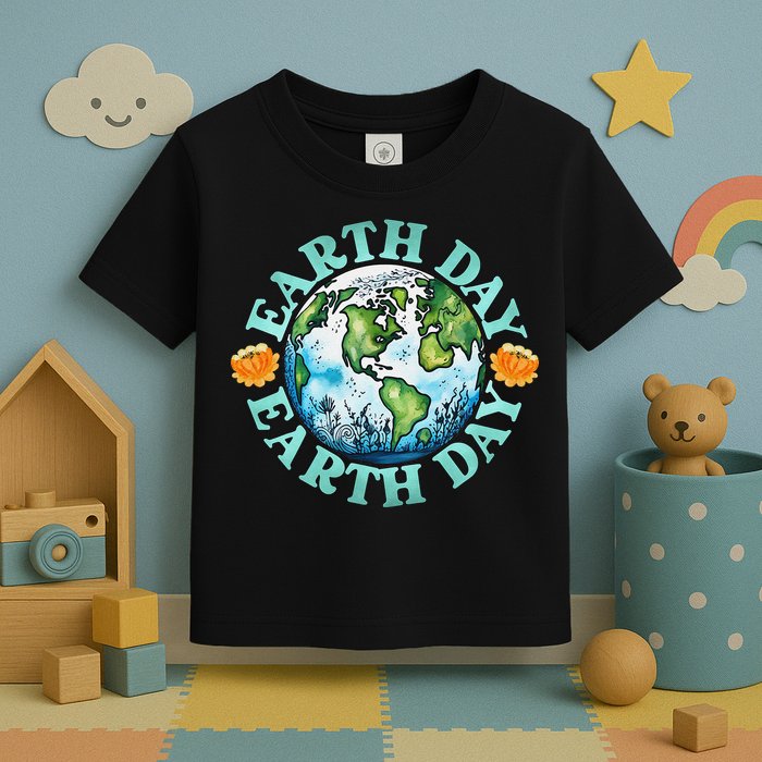 Earth Day Every Day Rainbow Globe Save The Planet Toddler T-Shirt