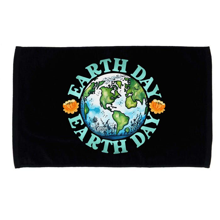Earth Day Every Day Rainbow Globe Save The Planet Microfiber Hand Towel