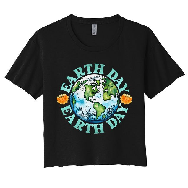 Earth Day Every Day Rainbow Globe Save The Planet Crop Top