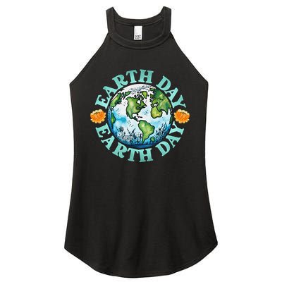 Earth Day Every Day Rainbow Globe Save The Planet Women's Perfect Tri Rocker Tank