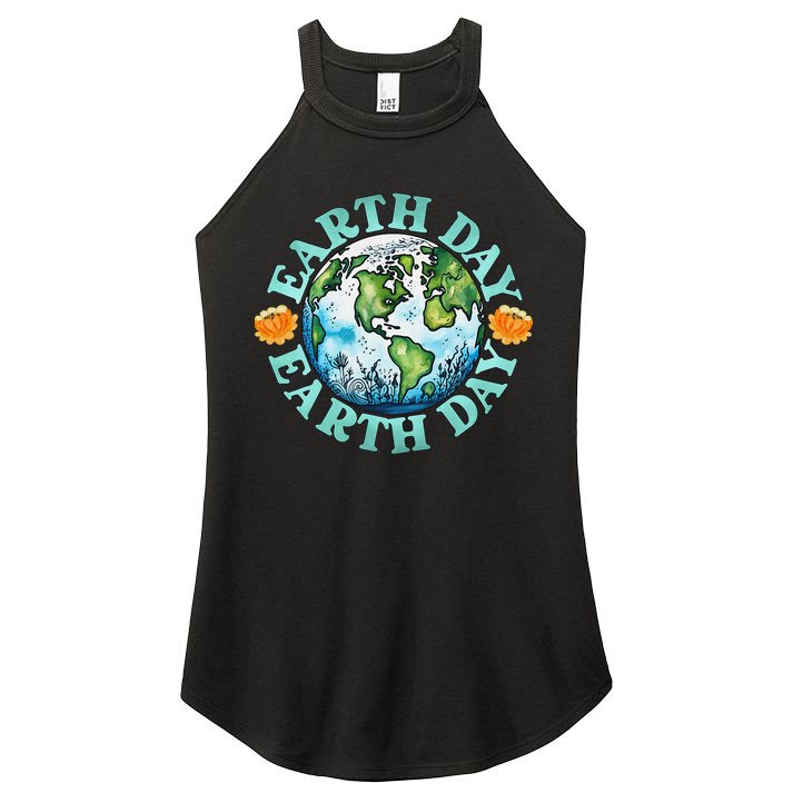 Earth Day Every Day Rainbow Globe Save The Planet Women's Perfect Tri Rocker Tank