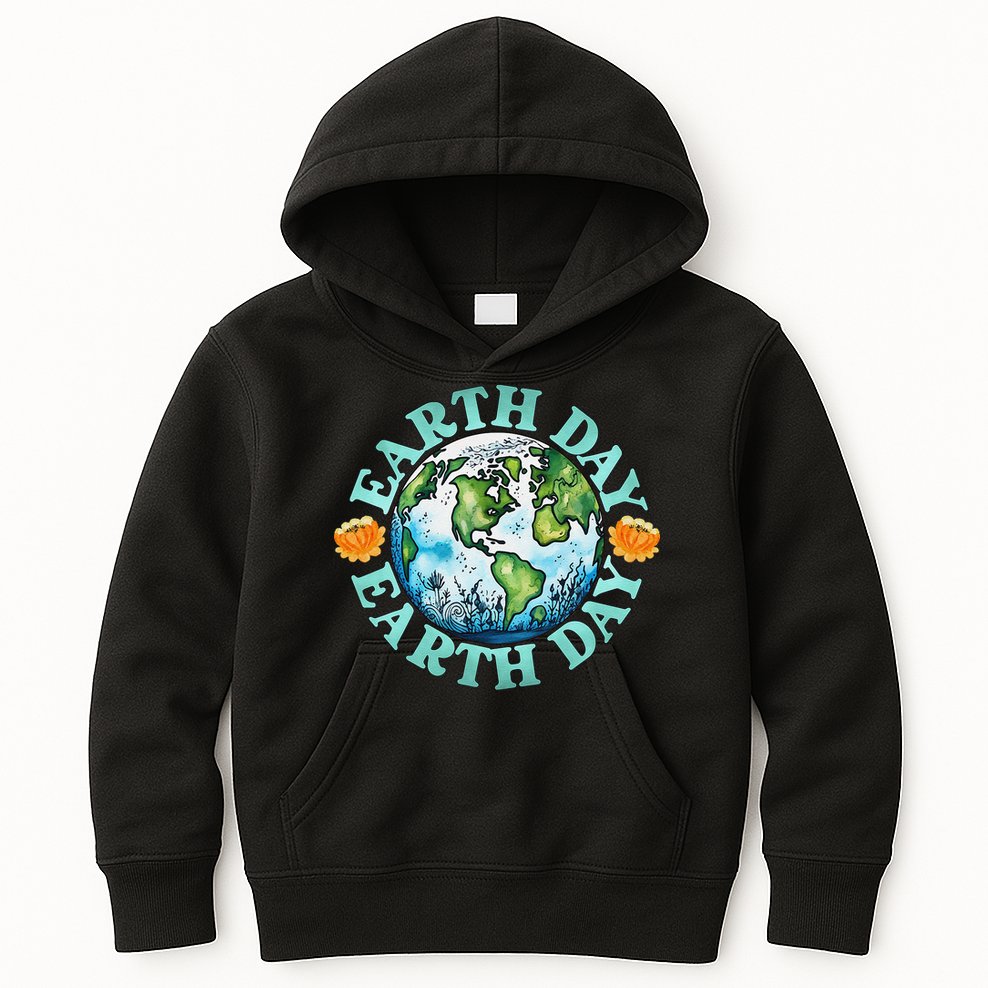 Earth Day Every Day Rainbow Globe Save The Planet Kids Hoodie