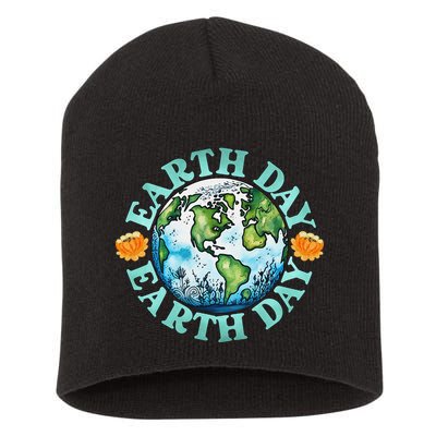 Earth Day Every Day Rainbow Globe Save The Planet Short Acrylic Beanie