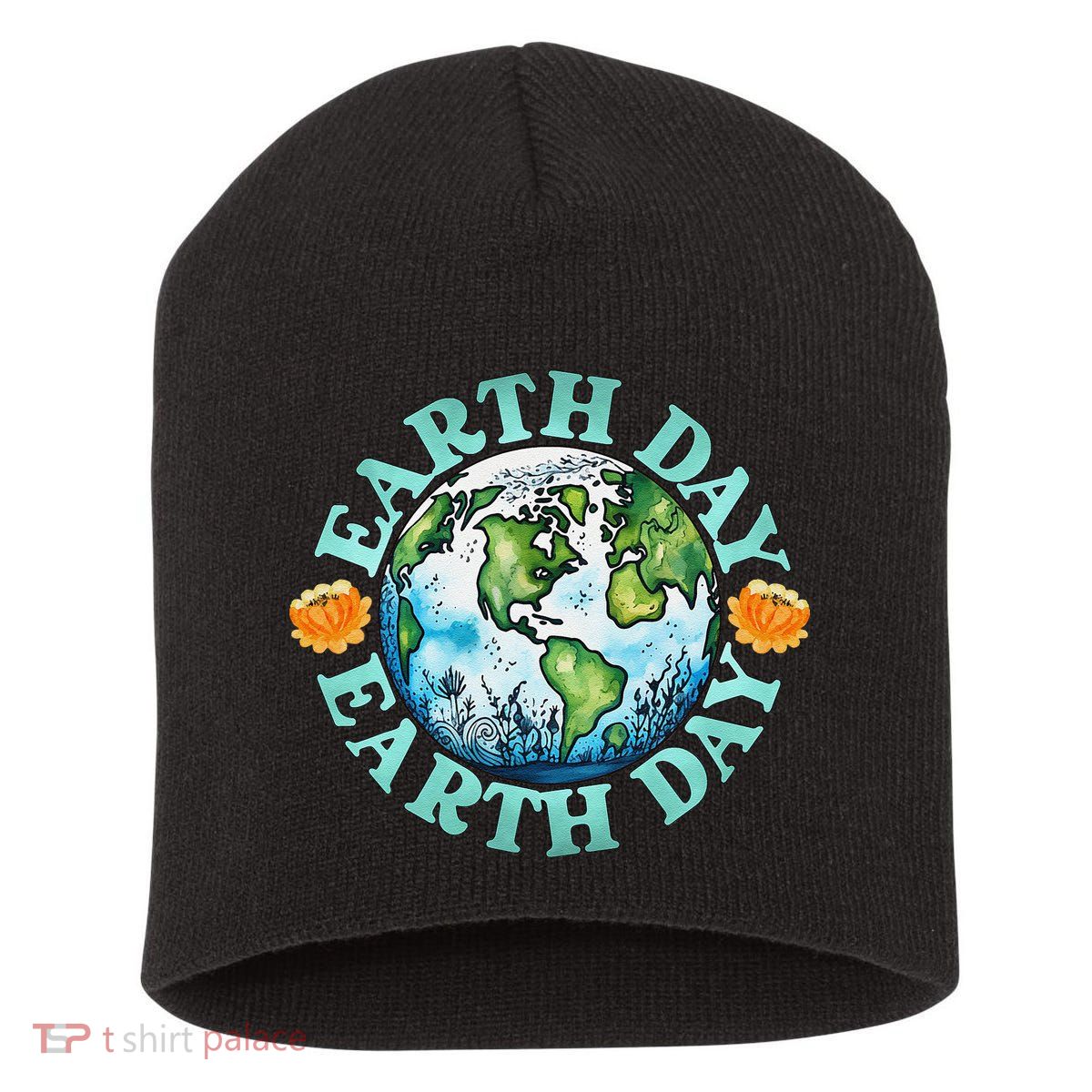 Earth Day Every Day Rainbow Globe Save The Planet Short Acrylic Beanie