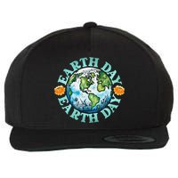 Earth Day Every Day Rainbow Globe Save The Planet Wool Snapback Cap