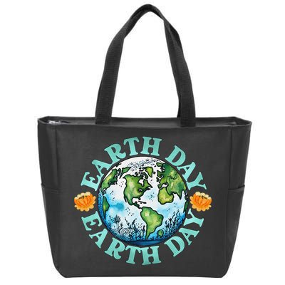 Earth Day Every Day Rainbow Globe Save The Planet Zip Tote Bag