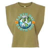 Earth Day Every Day Rainbow Globe Save The Planet Garment-Dyed Women's Muscle Tee