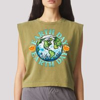 Earth Day Every Day Rainbow Globe Save The Planet Garment-Dyed Women's Muscle Tee