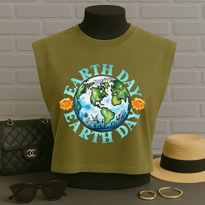 Earth Day Every Day Rainbow Globe Save The Planet Garment-Dyed Women's Muscle Tee