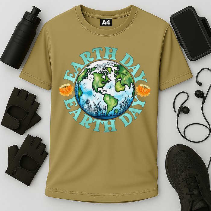 Earth Day Every Day Rainbow Globe Save The Planet Performance Shirt