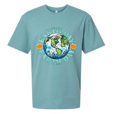 Earth Day Every Day Rainbow Globe Save The Planet Sueded Cloud Jersey T-Shirt