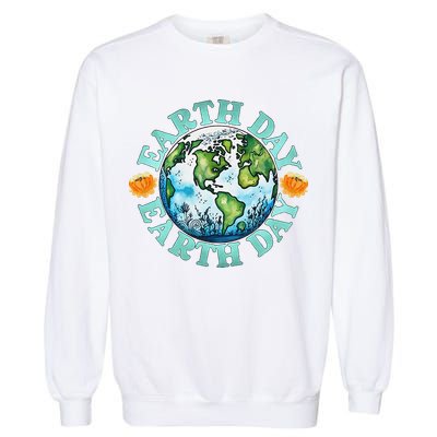 Earth Day Every Day Rainbow Globe Save The Planet Garment-Dyed Sweatshirt