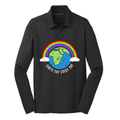 Earth Day Every Day Environt Save Nature Awareness Gift Silk Touch Performance Long Sleeve Polo