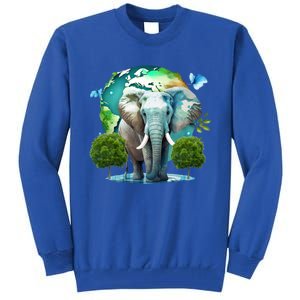 Earth Day Elephant Teacher Earth Day Funny Gift Planet Gift Tall Sweatshirt