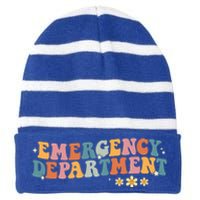 Emergency Departt Emergency Nurse Healthcare Nursing Great Gift Striped Beanie with Solid Band