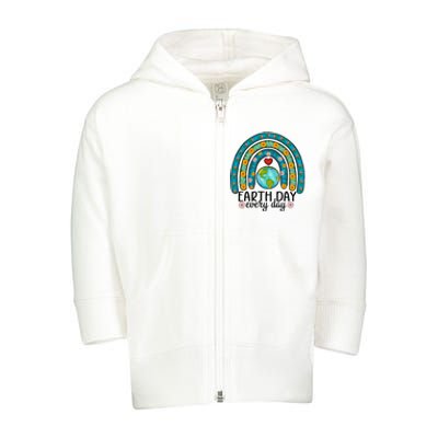 Earth Day Every Day Save Our Planet Rainbow Tree Toddler Zip Fleece Hoodie