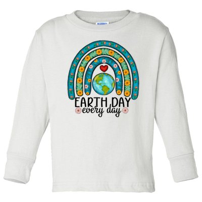 Earth Day Every Day Save Our Planet Rainbow Tree Toddler Long Sleeve Shirt