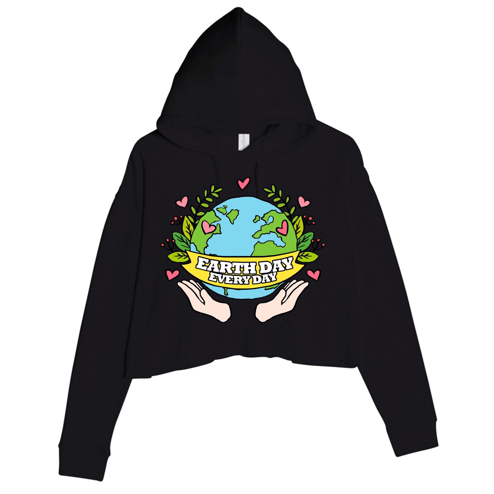 Earth Day Everyday Awareness Crop Fleece Hoodie
