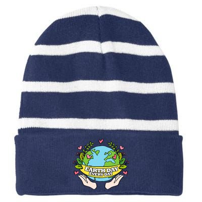 Earth Day Everyday Awareness Striped Beanie with Solid Band