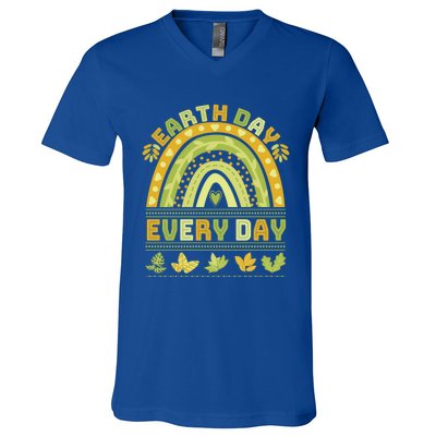 Earth Day Every Day Gift Earth Day Everyday Green Rainbow Funny Gift V-Neck T-Shirt