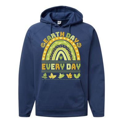 Earth Day Every Day Gift Earth Day Everyday Green Rainbow Funny Gift Performance Fleece Hoodie