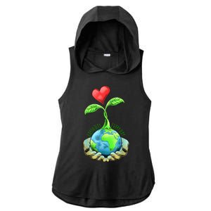 Earth Day Everyday Nature Heart Ladies PosiCharge Tri-Blend Wicking Draft Hoodie Tank