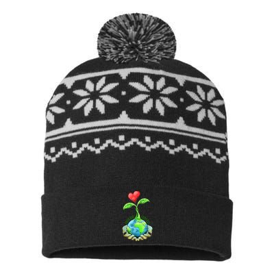 Earth Day Everyday Nature Heart USA-Made Snowflake Beanie