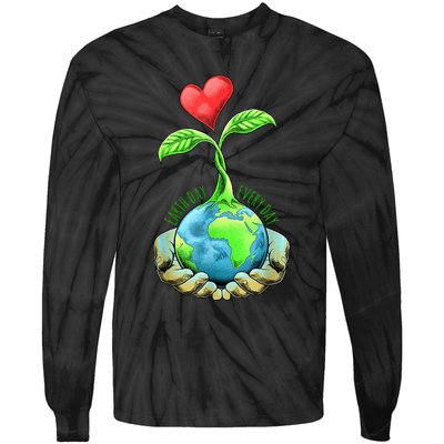 Earth Day Everyday Nature Heart Tie-Dye Long Sleeve Shirt