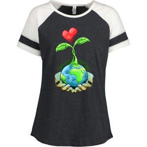 Earth Day Everyday Nature Heart Enza Ladies Jersey Colorblock Tee