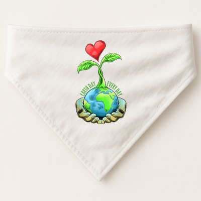 Earth Day Everyday Nature Heart USA-Made Doggie Bandana