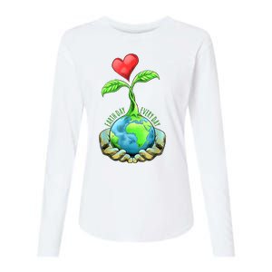 Earth Day Everyday Nature Heart Womens Cotton Relaxed Long Sleeve T-Shirt