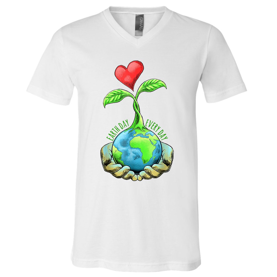Earth Day Everyday Nature Heart V-Neck T-Shirt