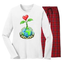 Earth Day Everyday Nature Heart Women's Long Sleeve Flannel Pajama Set 