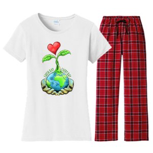 Earth Day Everyday Nature Heart Women's Flannel Pajama Set